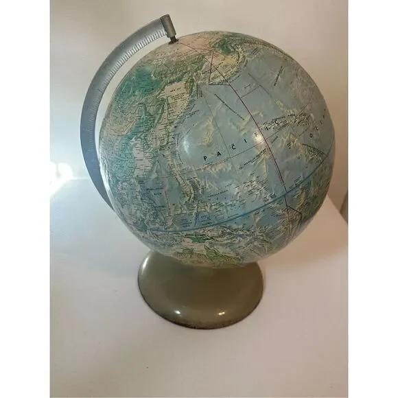 Vintage Rand McNally  Rotatable Desk Metal Stand World Portrait Globe - Picture 2 of 9